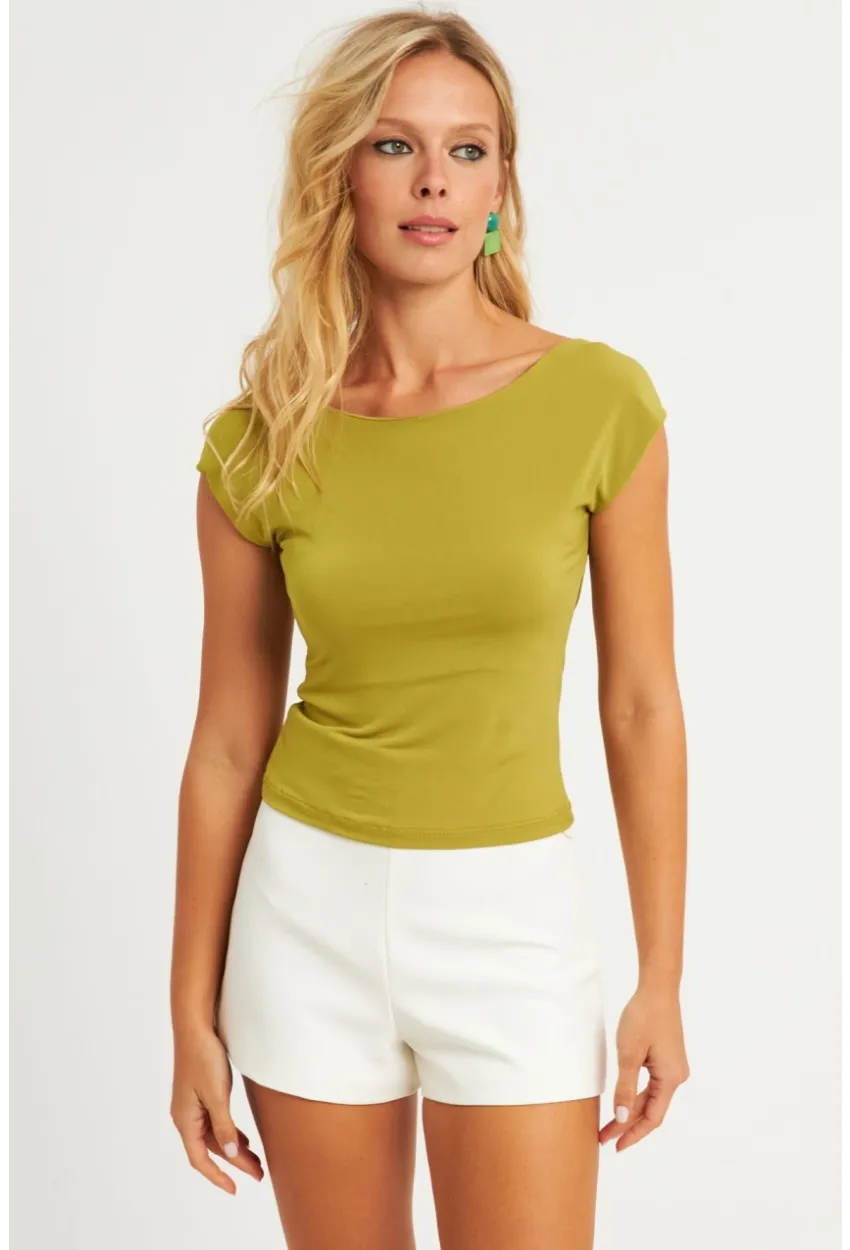 Kadın Kivi Sırtı Açık Bluz YZ1080