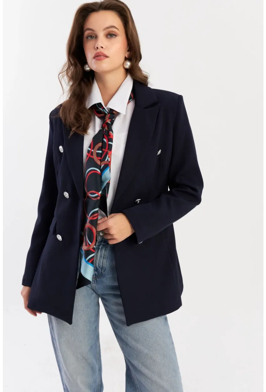 Kadın Lacivert Alt Üst Astarlı Ceket MUF201