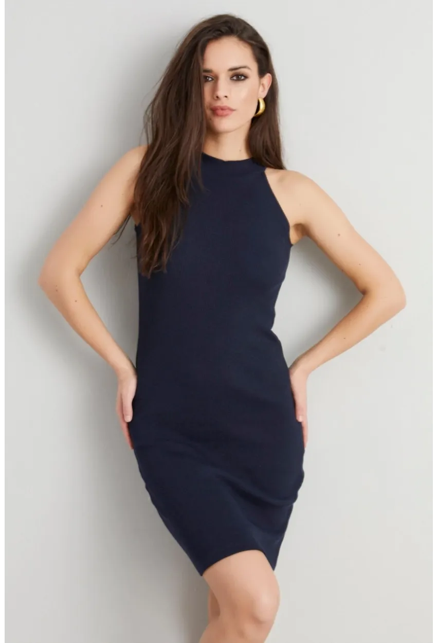 Kadın Lacivert Kaşkorse Kolsuz Elbise Yİ1567