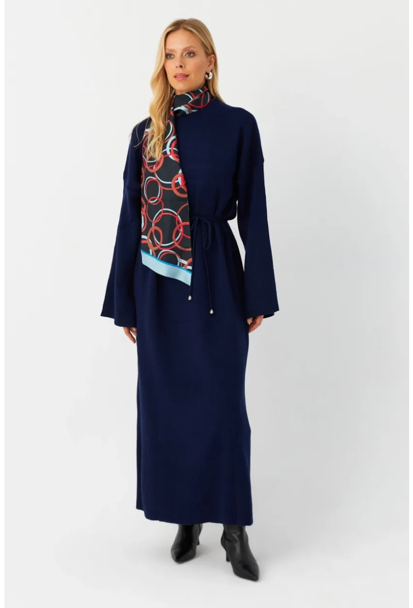 Kadın Lacivert Triko Maxi Elbise MTC3367