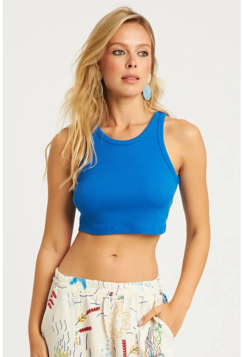 Kadın Mavi Crop Bluz YLE610