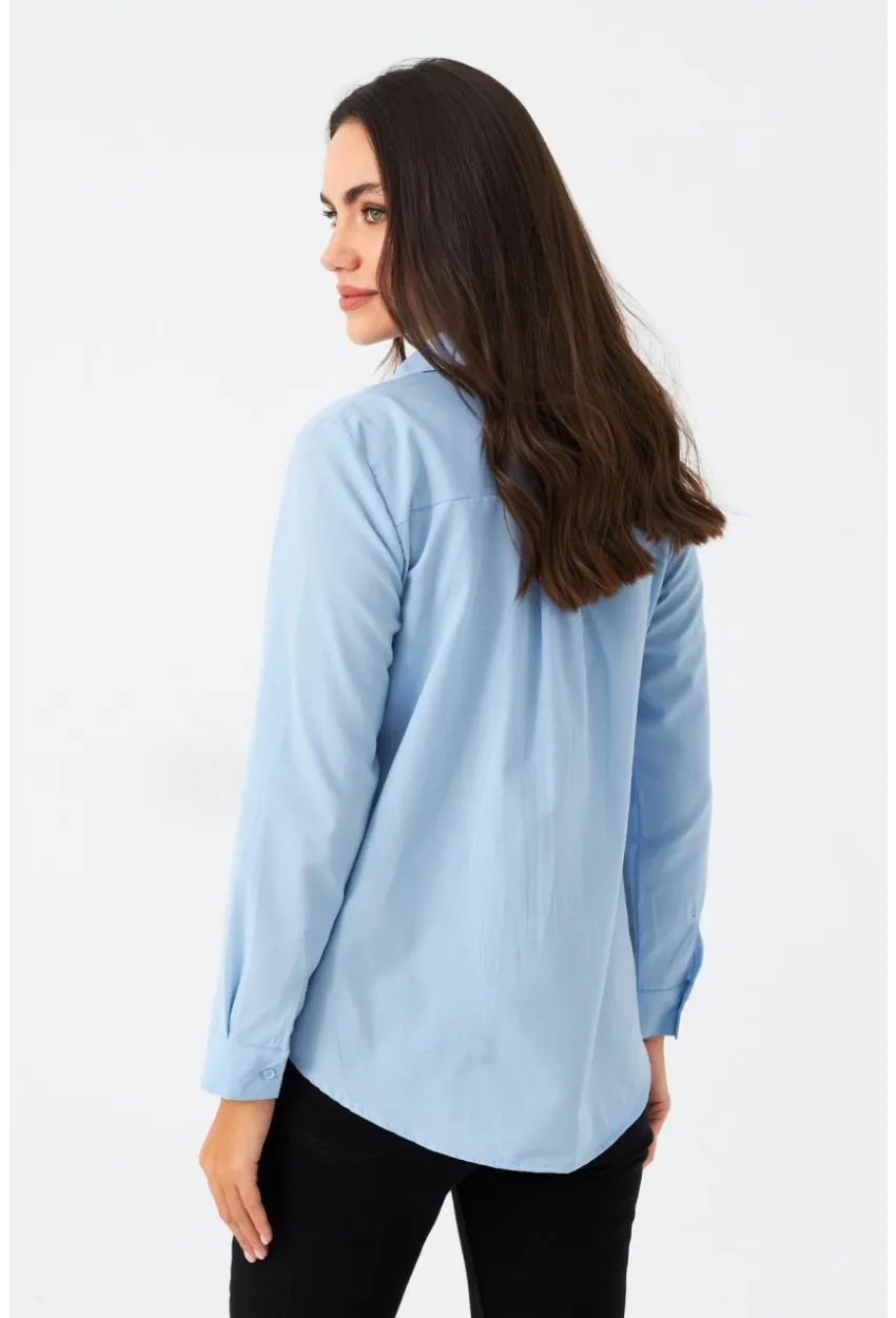 Kadın Mavi Taşlı Gömlek MZER412