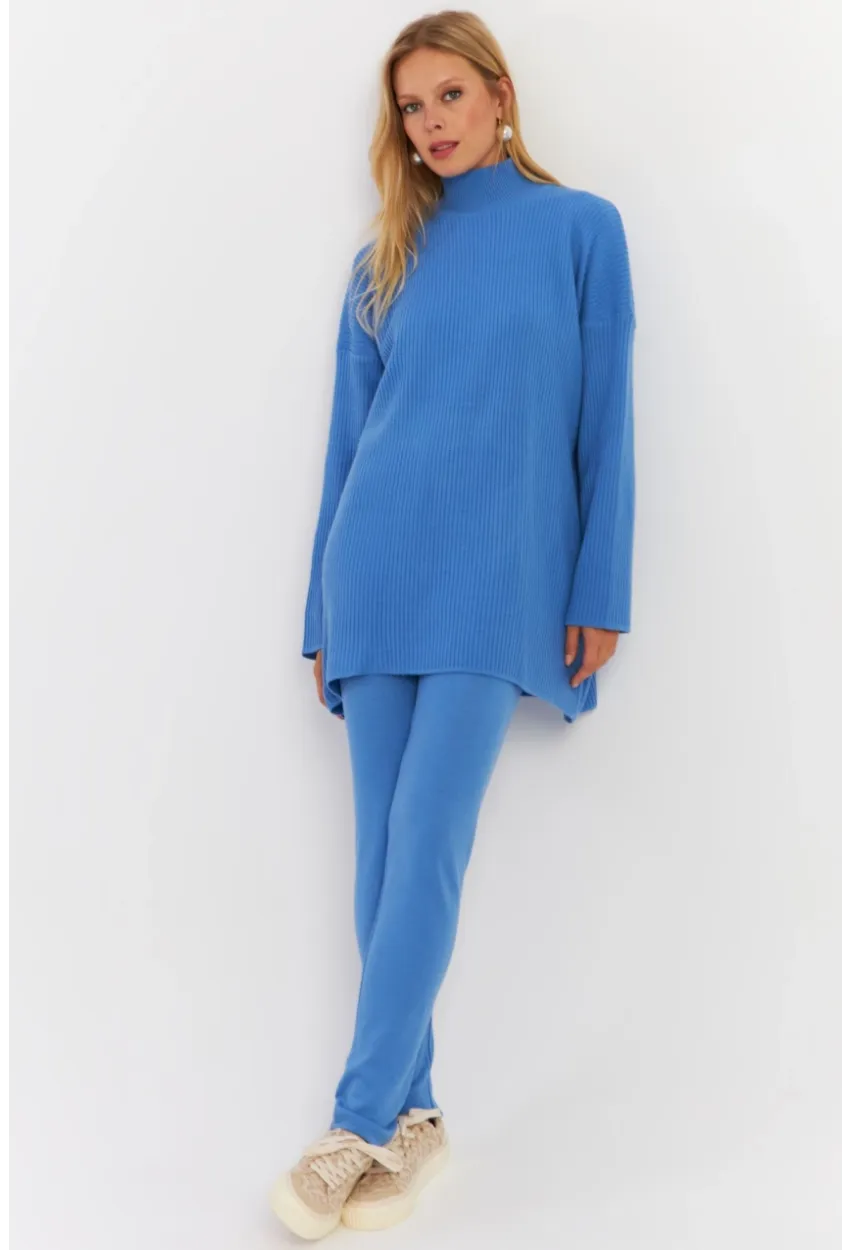 Kadın Mavi Triko Alt Üst Takım NUV9
