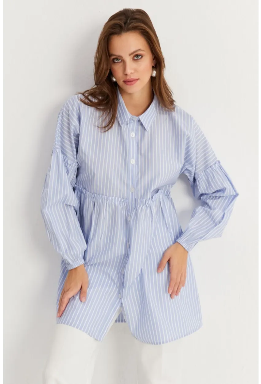 Kadın Mavi Tunik Gömlek MASF12