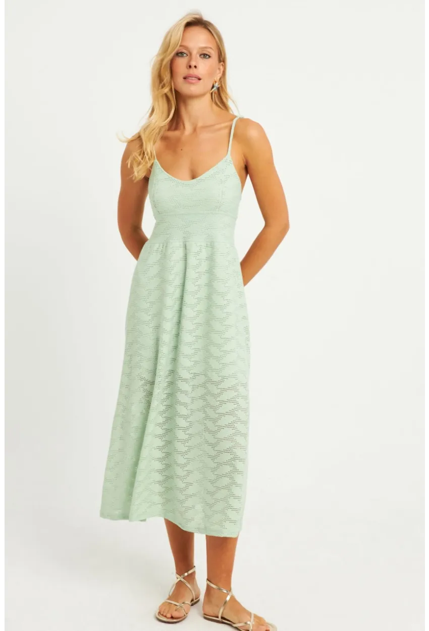 Kadın Mint Astarlı Brode Midi Elbise TW70102-90
