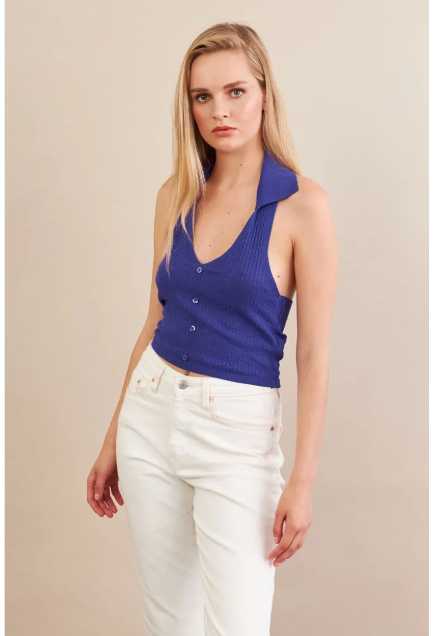 Kadın Mor Sırtı Açık Bluz ZH01-90