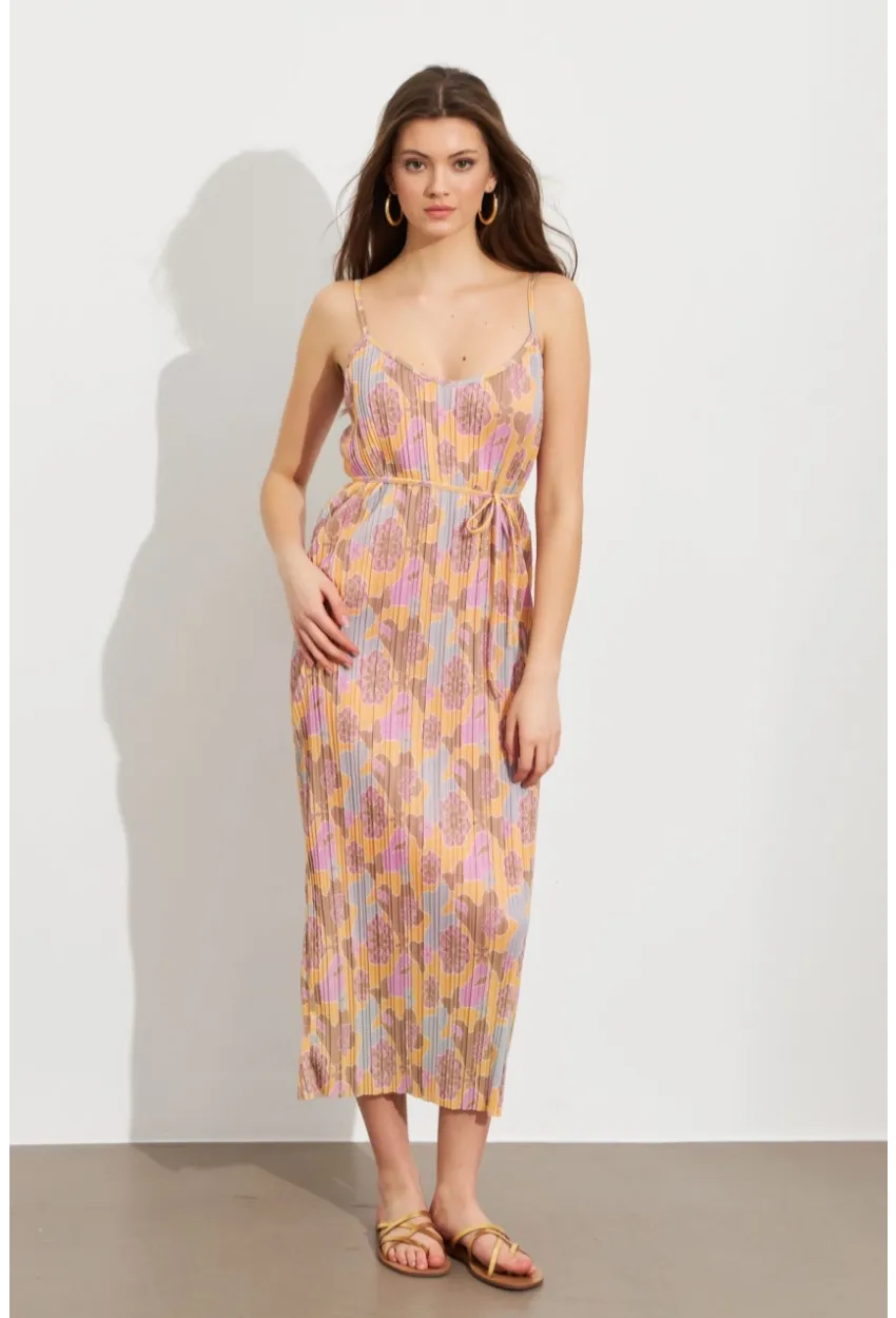 Kadın Multi Astarlı Desenli Midi Elbise TOP08