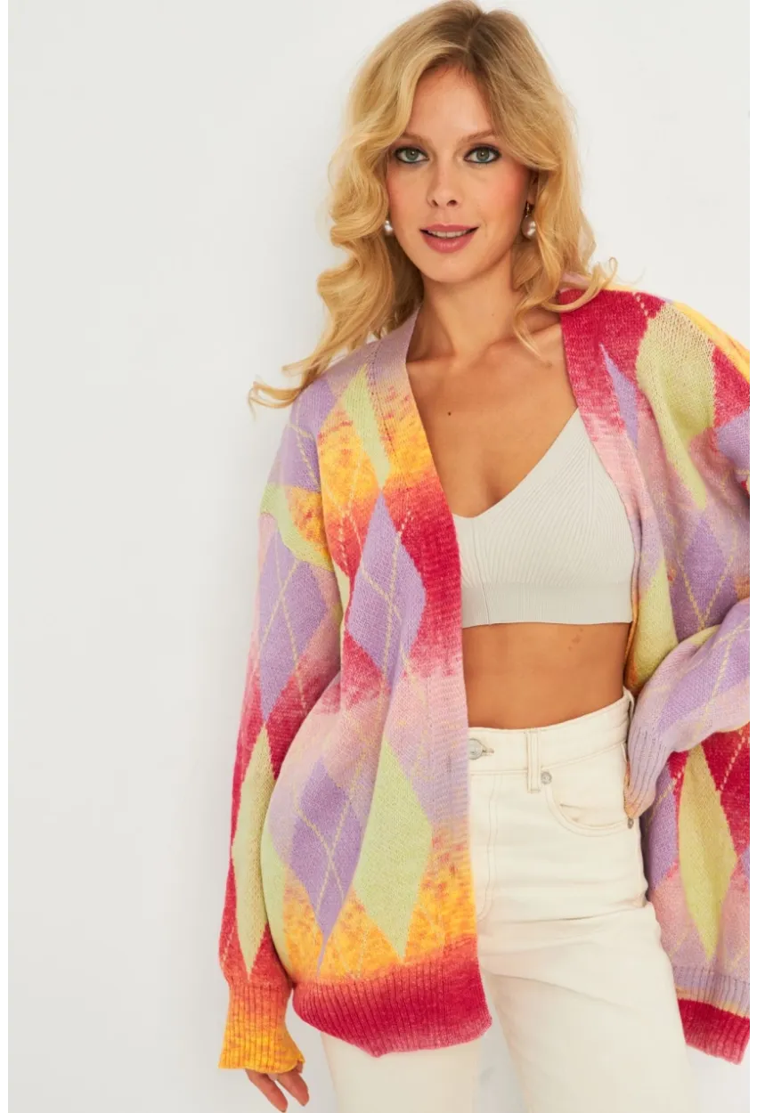 Kadın Multi Baklava Desenli Hırka KAZ23