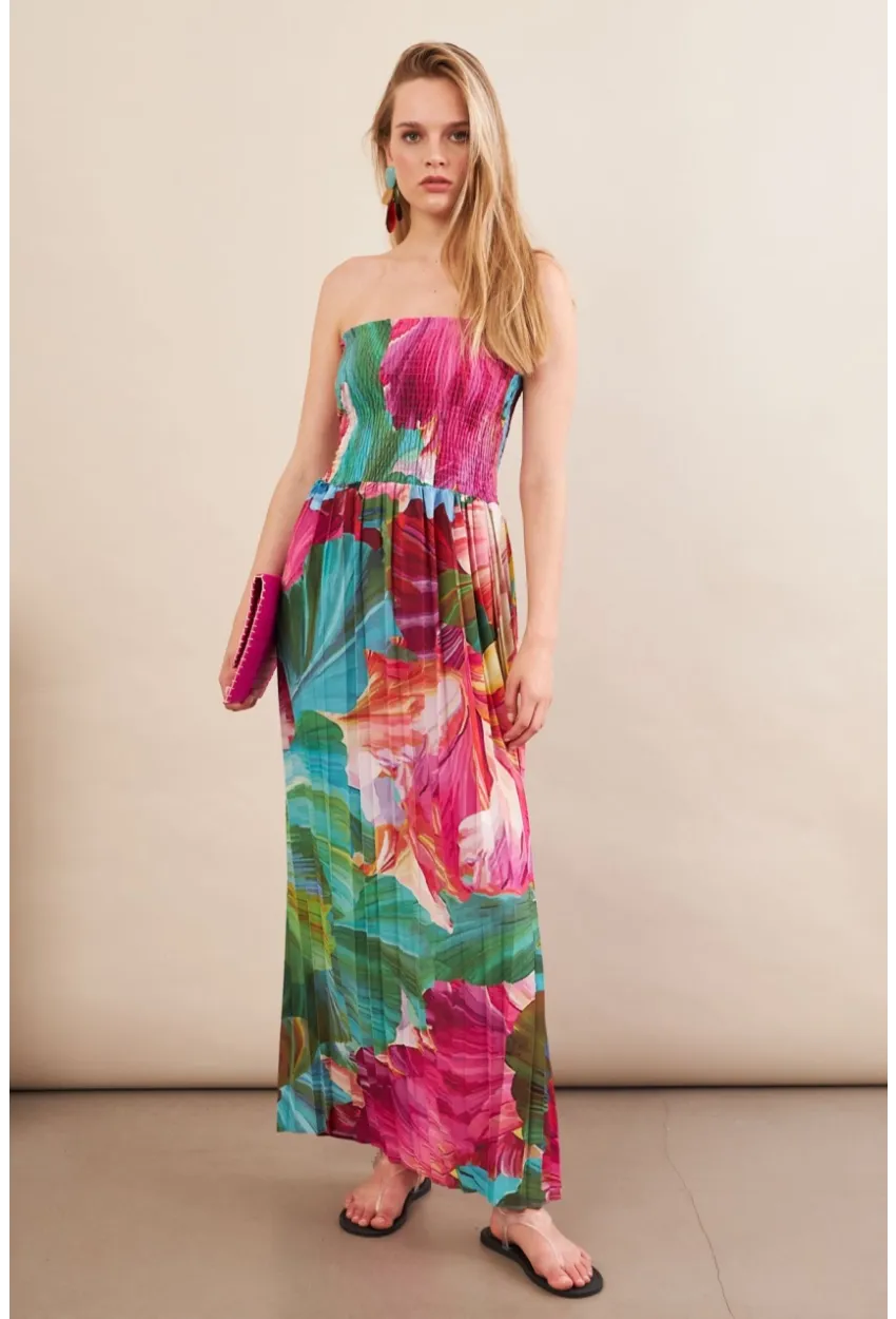 Kadın Multi Straplez Pilise Uzun Elbise MSİ100