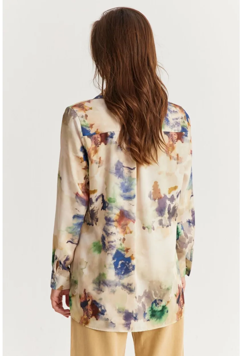 Kadın Multi Taş Düğmeli Desenli Gömlek MLVF9