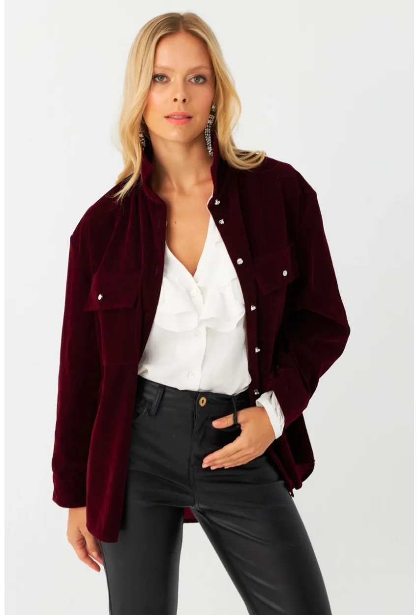 Kadın Mürdüm Süet Gömlek CAR1074