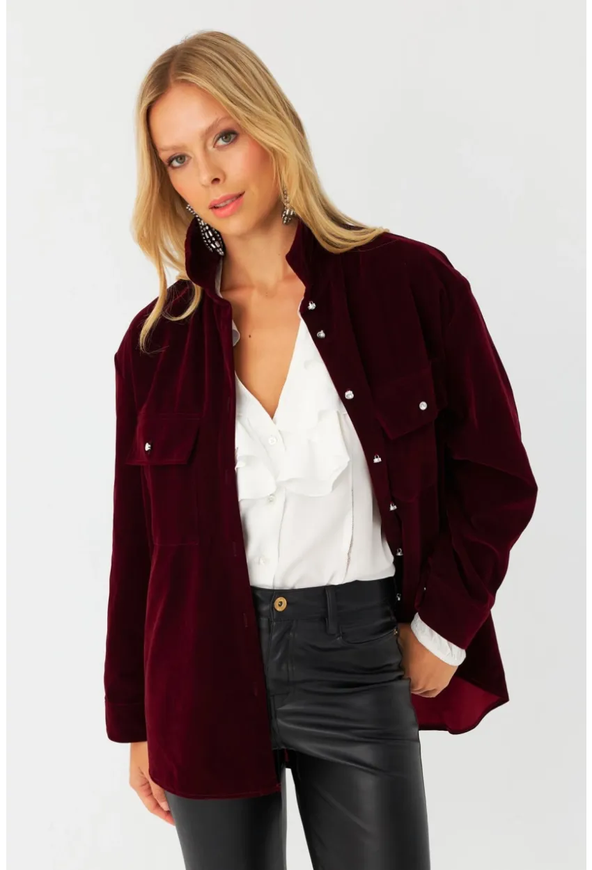 Kadın Mürdüm Süet Gömlek CAR1074