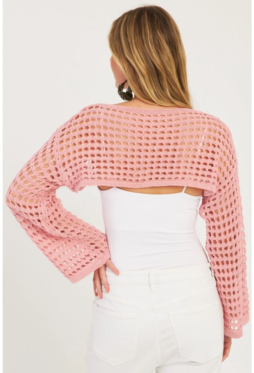 Kadın Pembe Ajurlu Bolero YV115