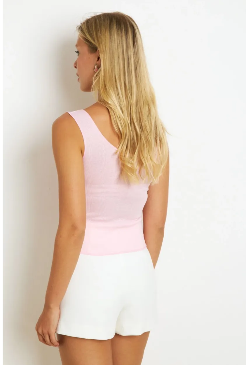 Kadın Pembe Düğme Aksesuarlı Bluz MK14