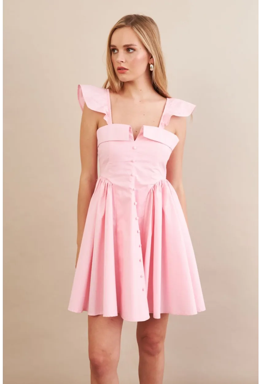 Kadın Pembe Midi Dokuma Elbise PSG1010