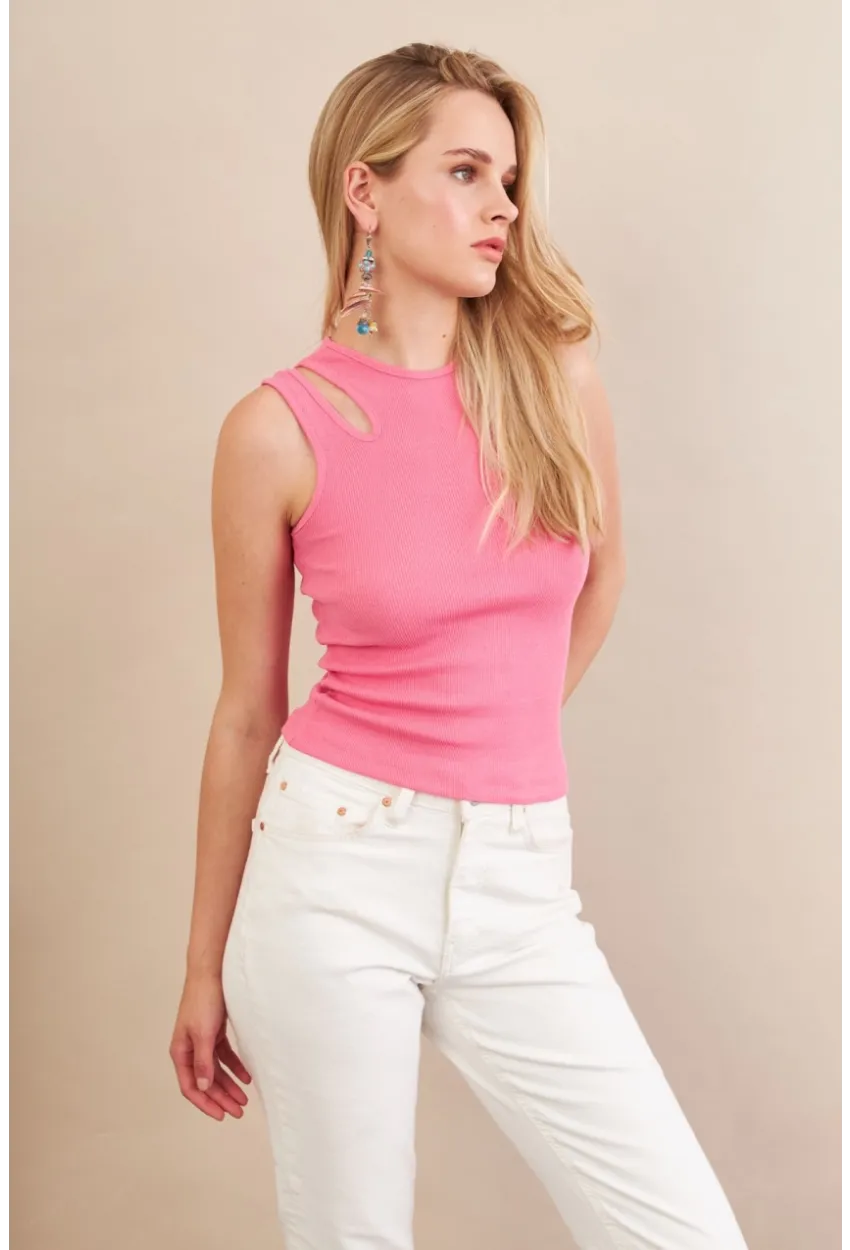 Kadın Pembe Omuz Pencereli Bluz MK20