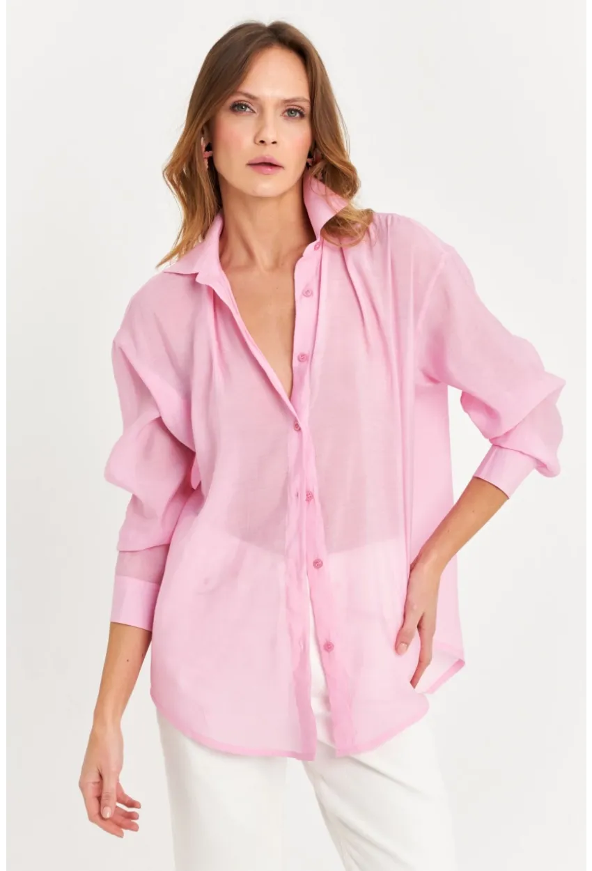 Kadın Pembe Sırtı Açık Gömlek MOD2369-90