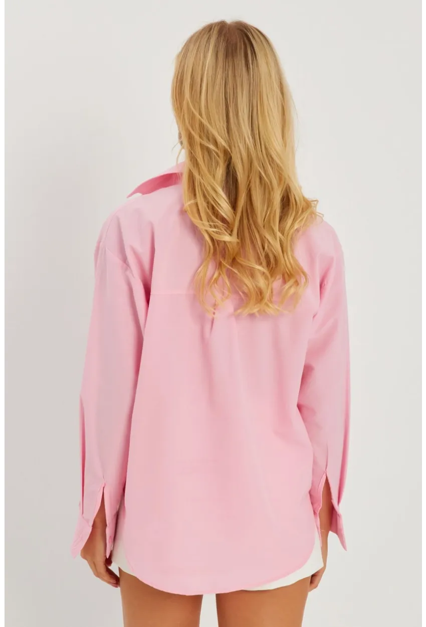 Kadın Pembe Taşlı Gömlek SF2550