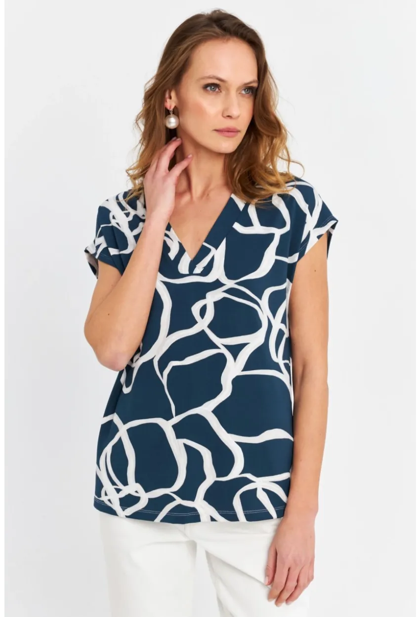 Kadın Petrol V Yaka Salaş Bluz MLPP643