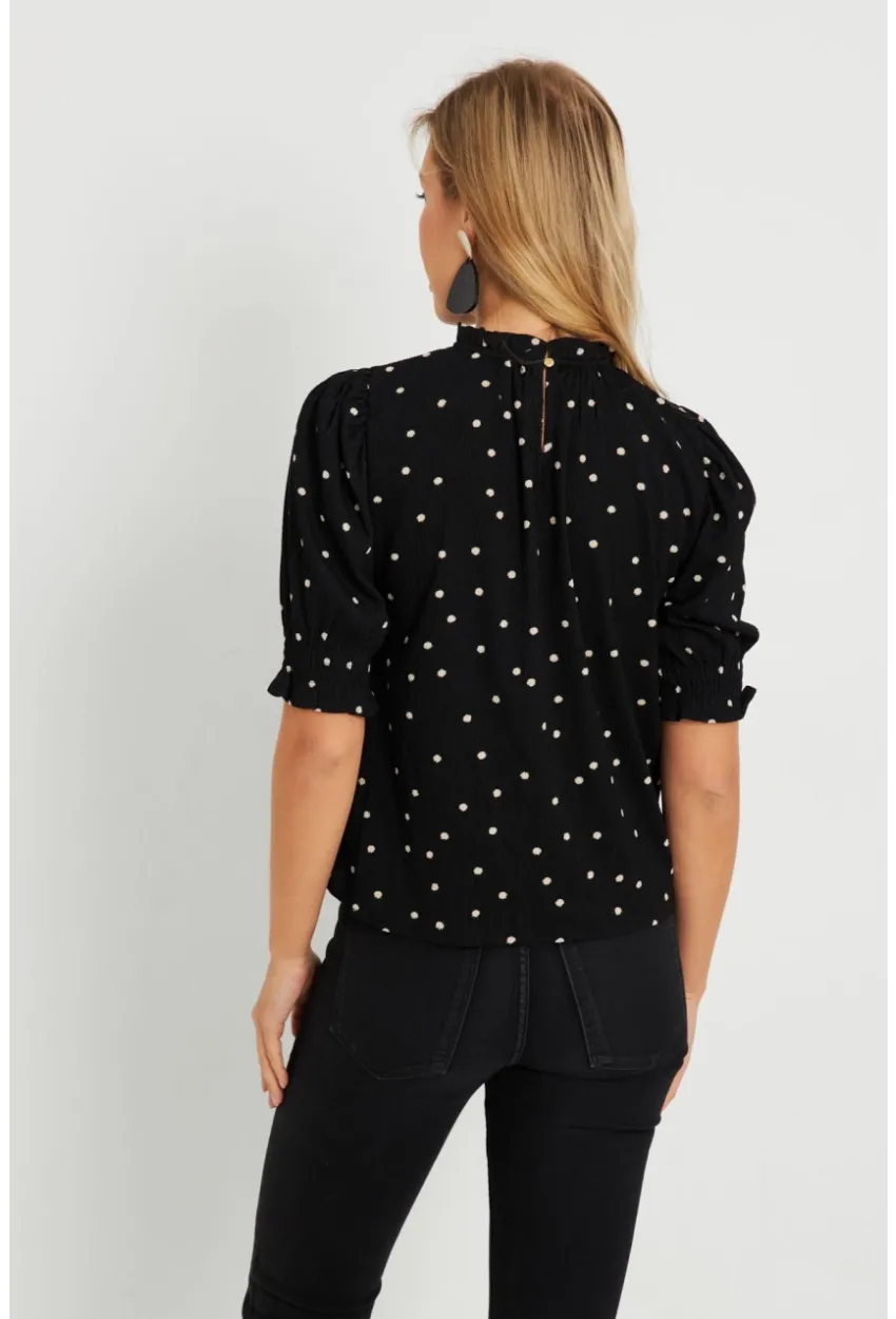 Kadın Puantiyeli Bluz Siyah AYD283
