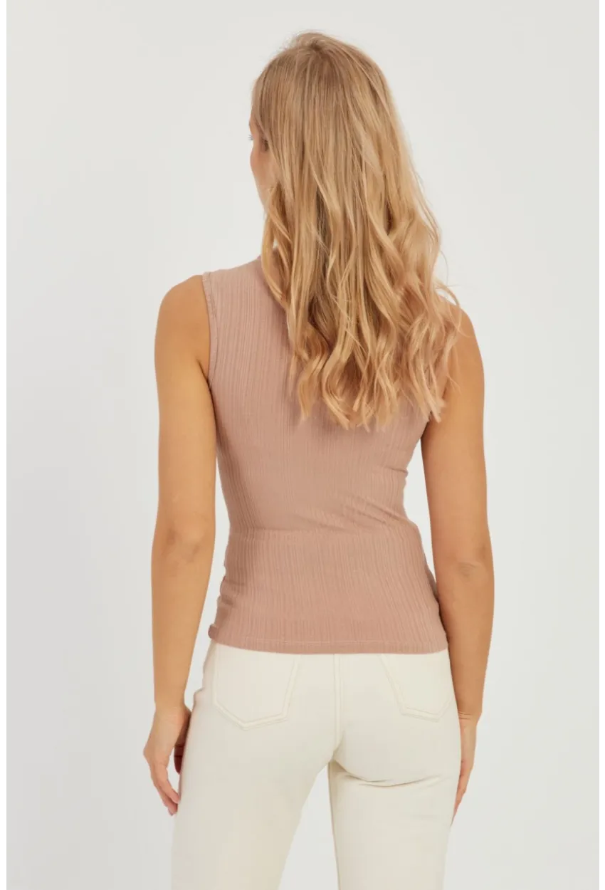 Kadın Pudra Fitilli Kolsuz Bluz LPP1261