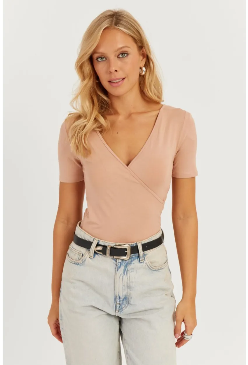 Kadın Pudra Kruvaze Bluz AYD304