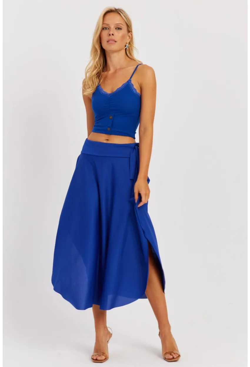 Kadın Saks Asimetrik Etek LV176