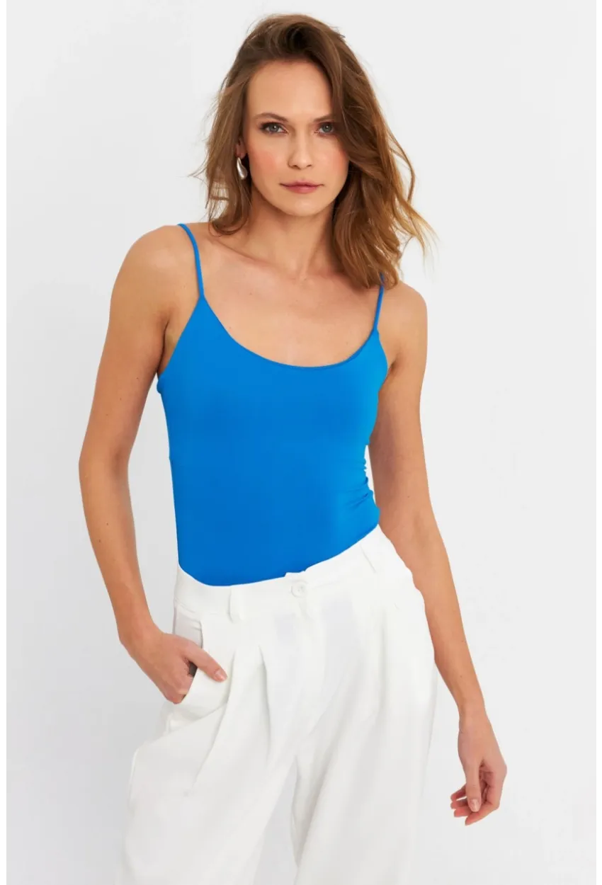 Kadın Saks Çıtçıtlı Body ZH129