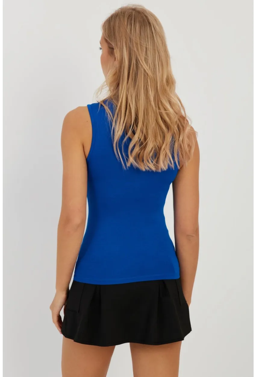 Kadın Saks Kolsuz Bluz LPP1260