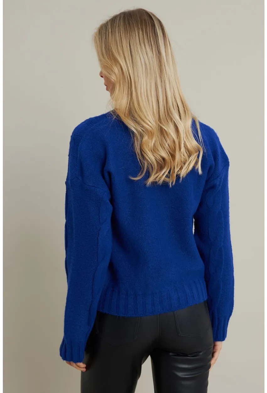 Kadın Saks Saç Örgülü Hırka YV295