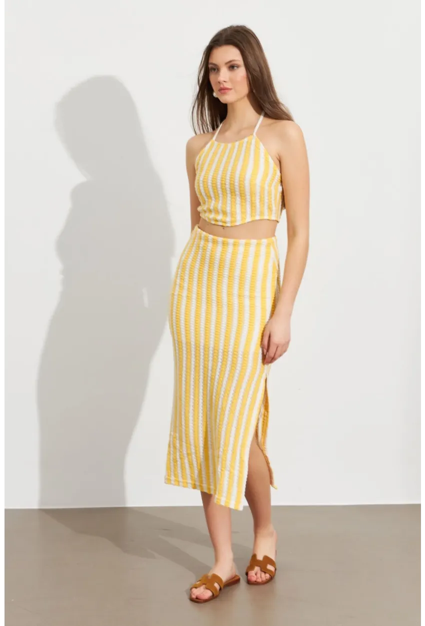 Kadın Sarı Etekli Triko Takım ROP108