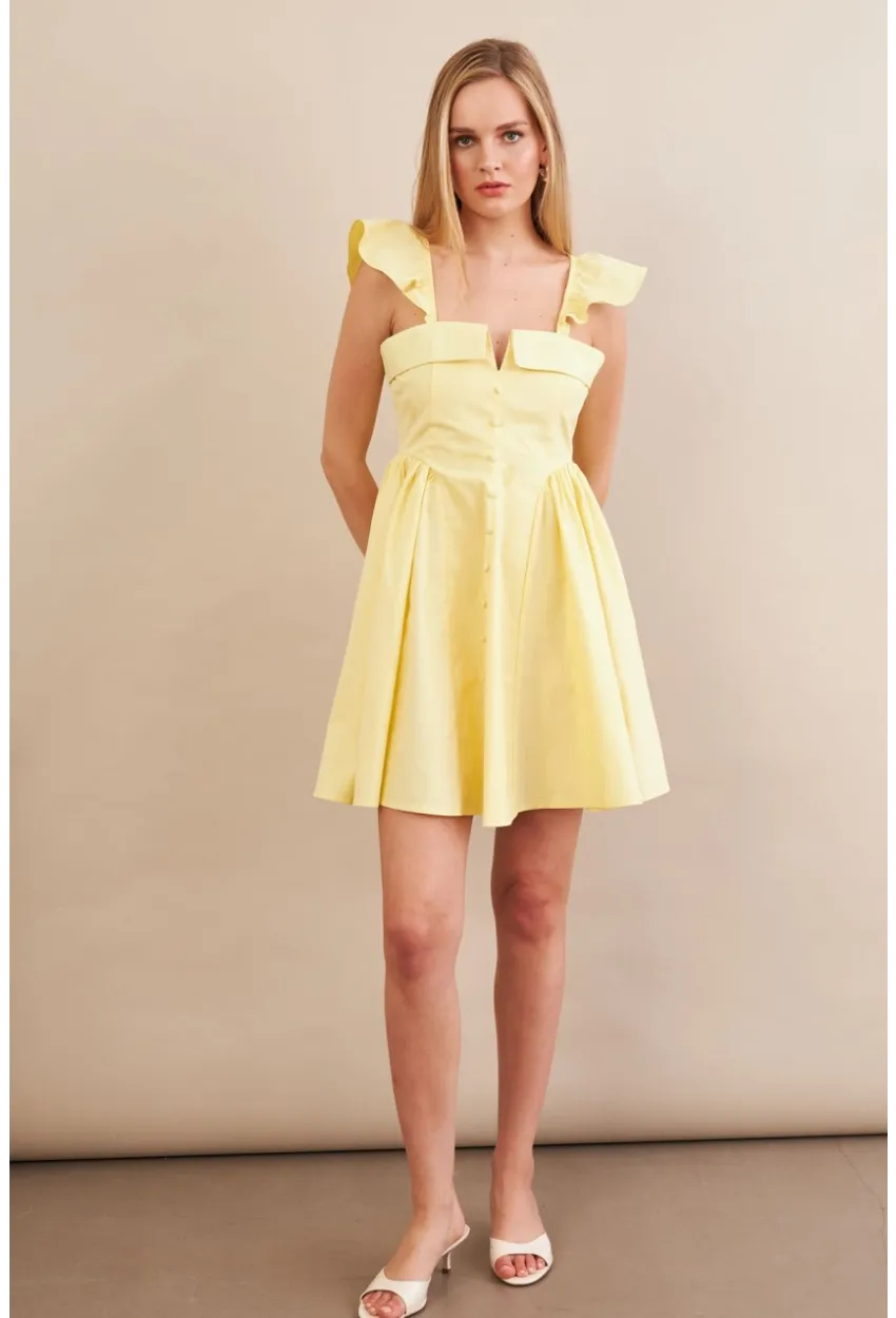 Kadın Sarı Midi Dokuma Elbise PSG1010