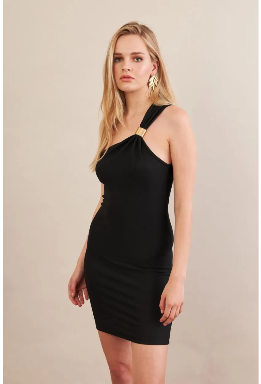Kadın Siyah Aksesuarlı Mini Elbise FRY2315