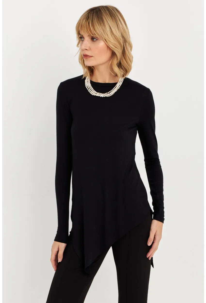 Kadın Siyah Asimetrik Tunik MLPP1186-1