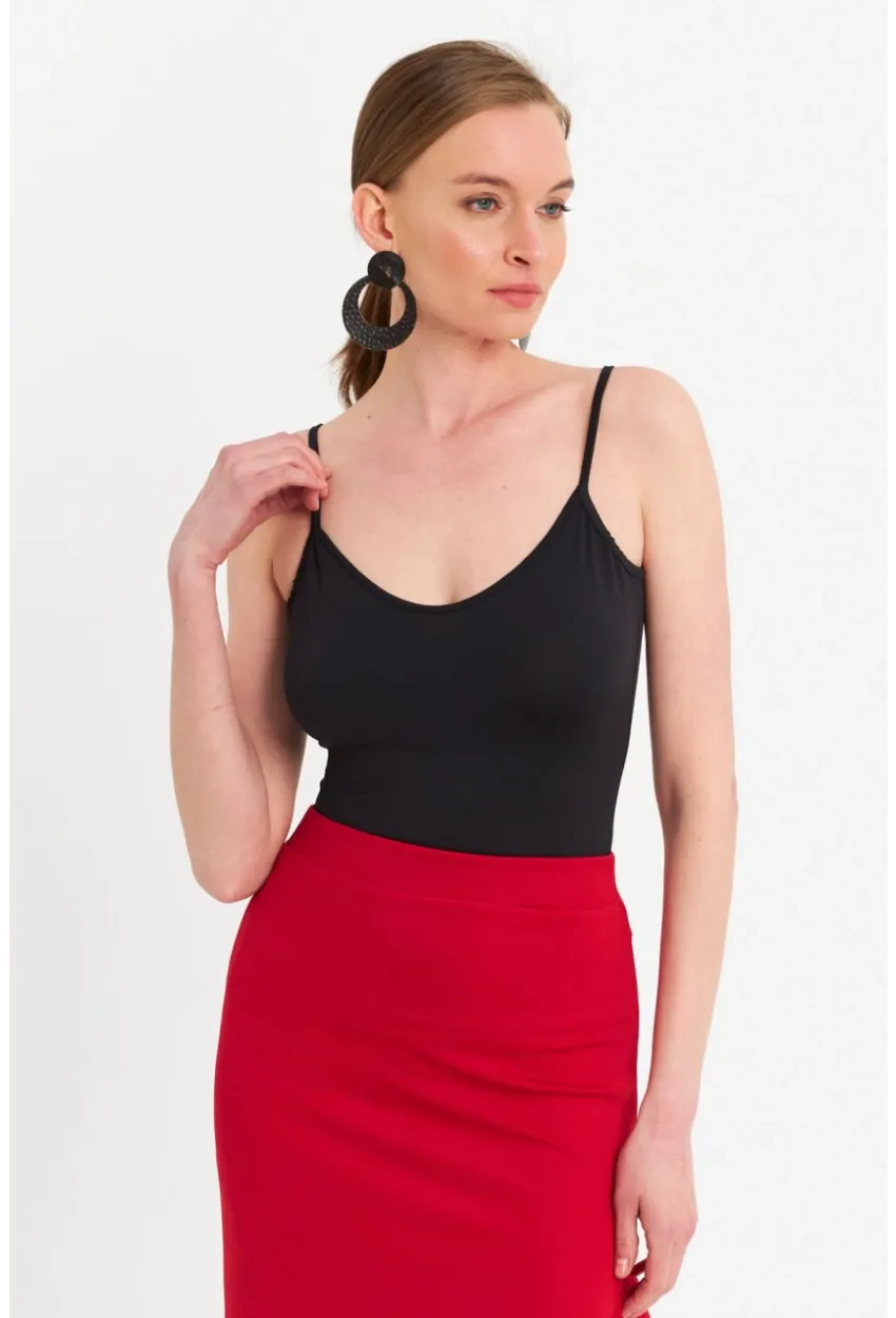 Kadın Siyah Askılı Basic Atlet FLS06