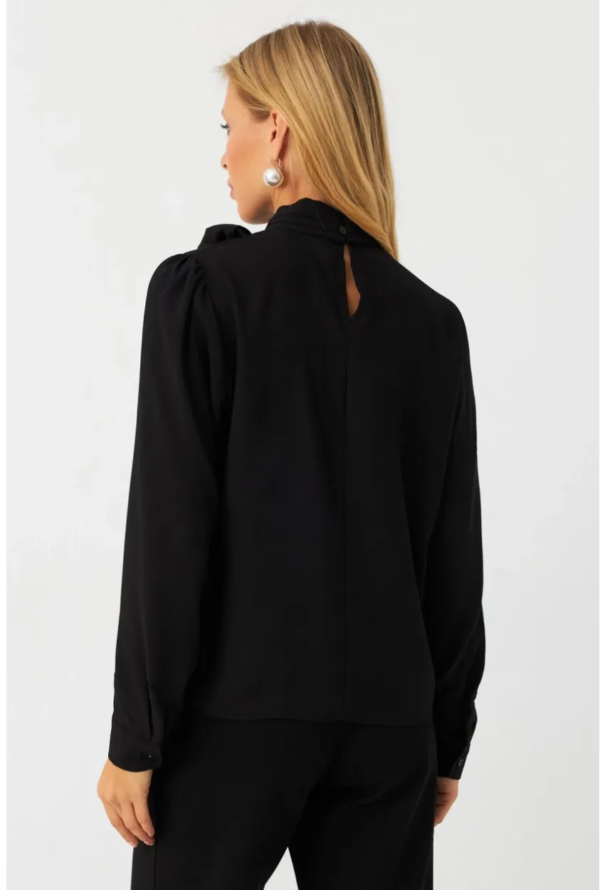 Kadın Siyah Bağlama Detaylı Bluz MAYD20