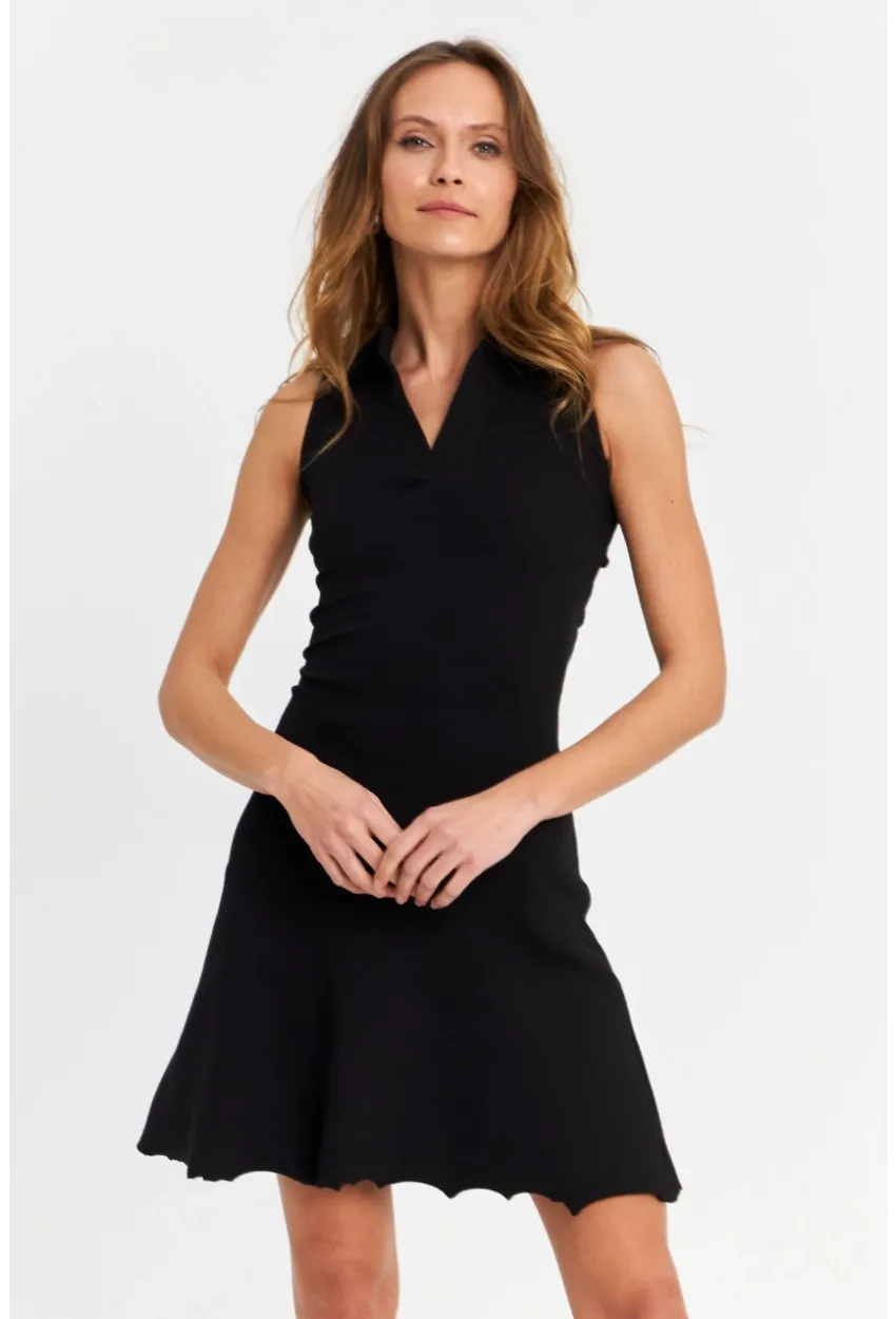 Kadın Siyah Bağlama  Detaylı Kaşkorse Mini Elbise FRY2271