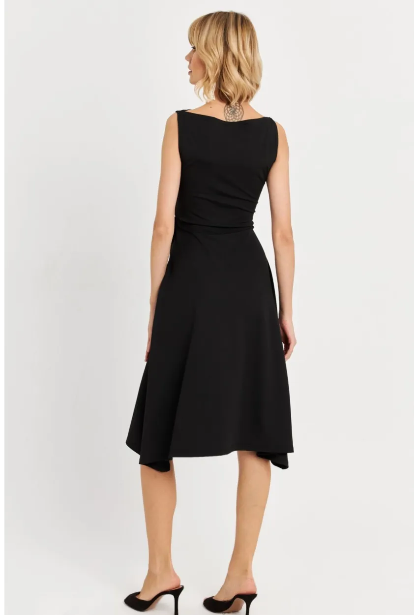 Kadın Siyah Bağlamalı Midi Elbise HOR0026