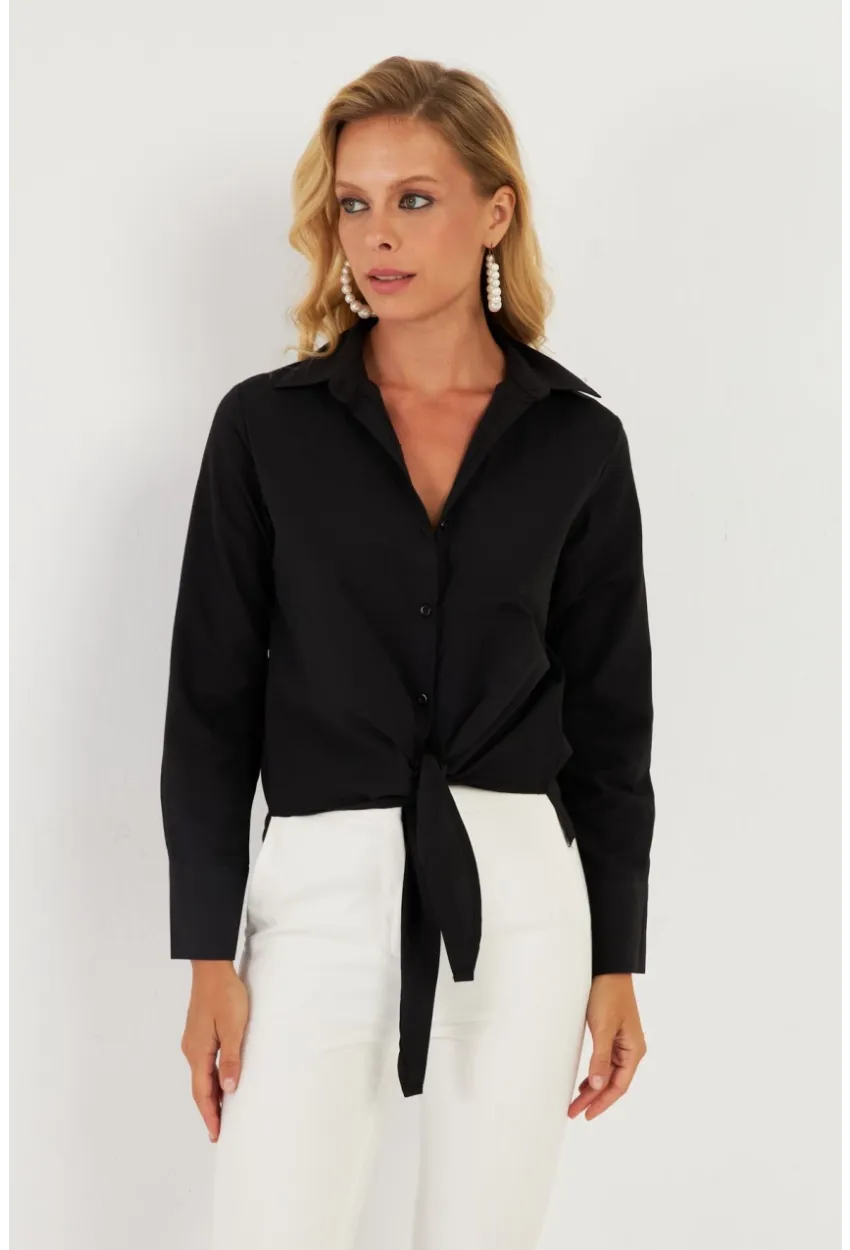 Kadın Siyah Basic Gömlek ZER409