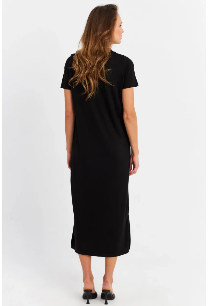 Kadın Siyah Basic Midi Elbise MRU6943