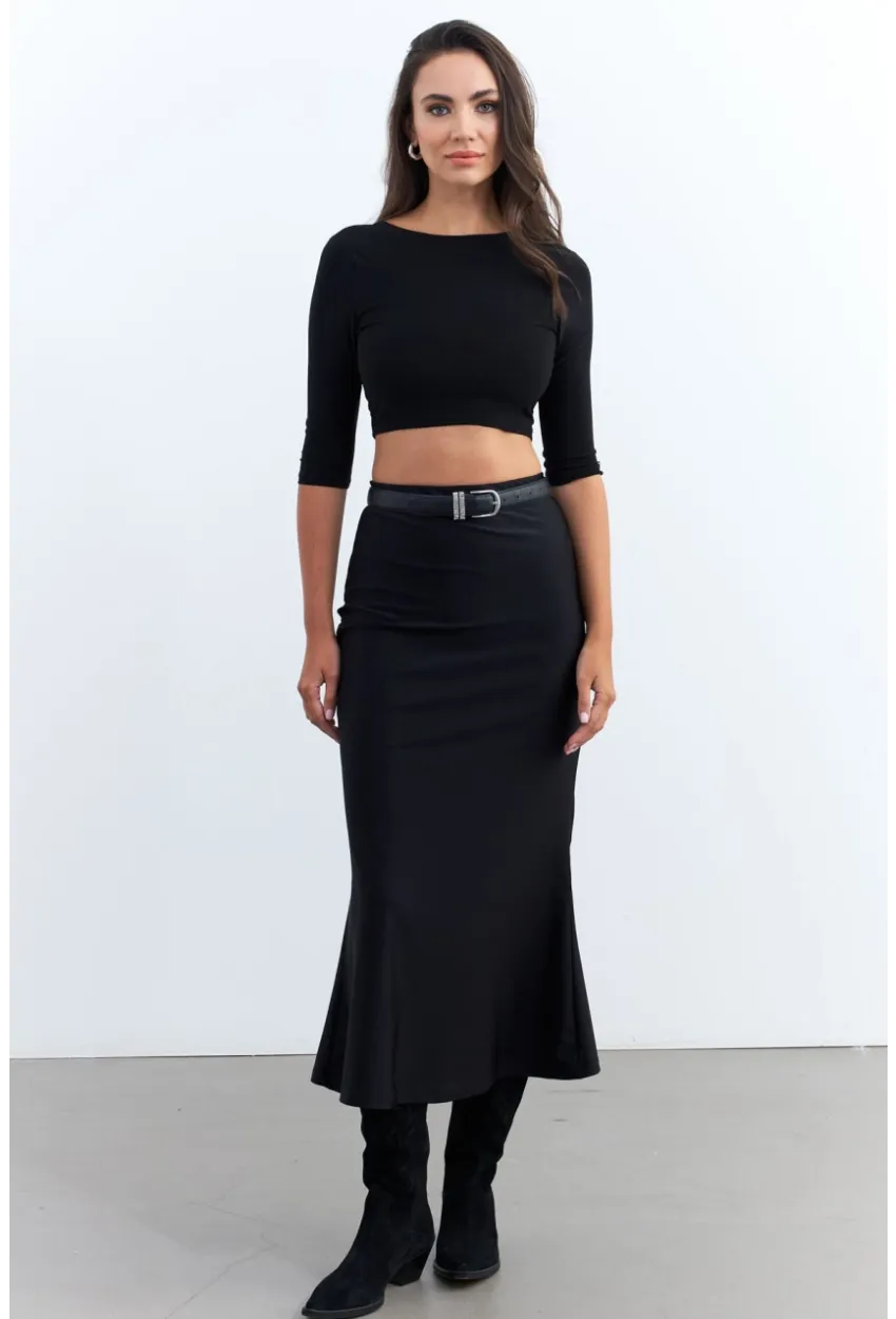 Kadın Siyah Beli Lastikli Etek FRY2235