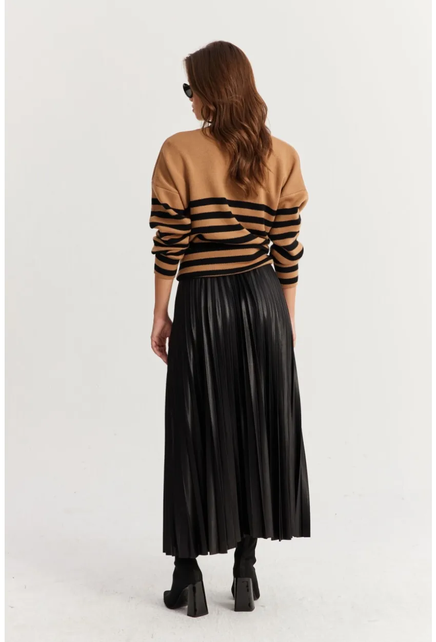 Kadın Siyah Beli Lastikli Pilise Etek GÇ190