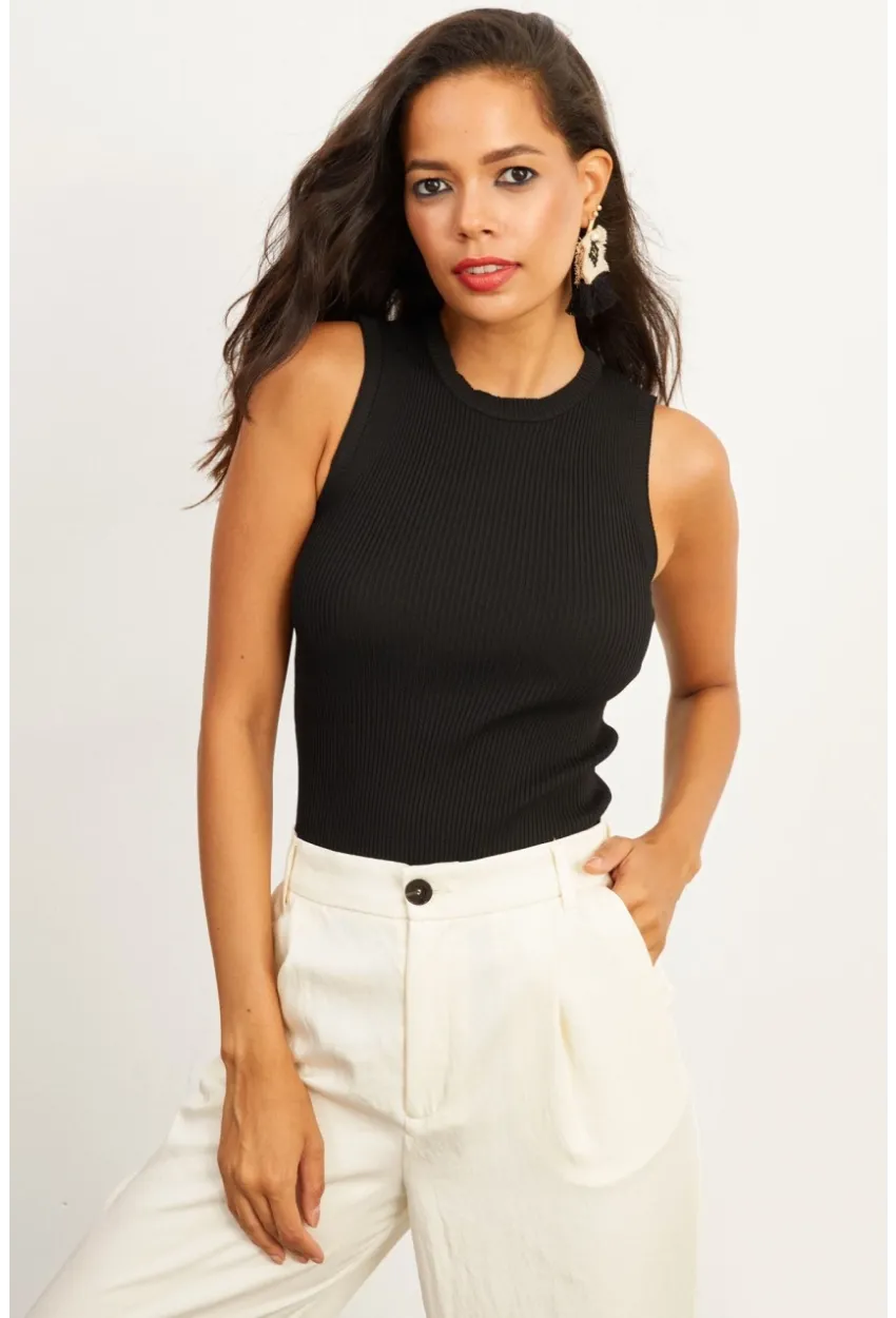 Kadın Siyah Bisiklet Yaka Triko Bluz YV91