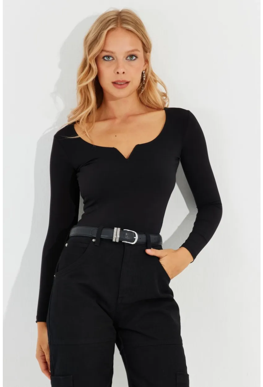 Kadın Siyah Bluz CY436