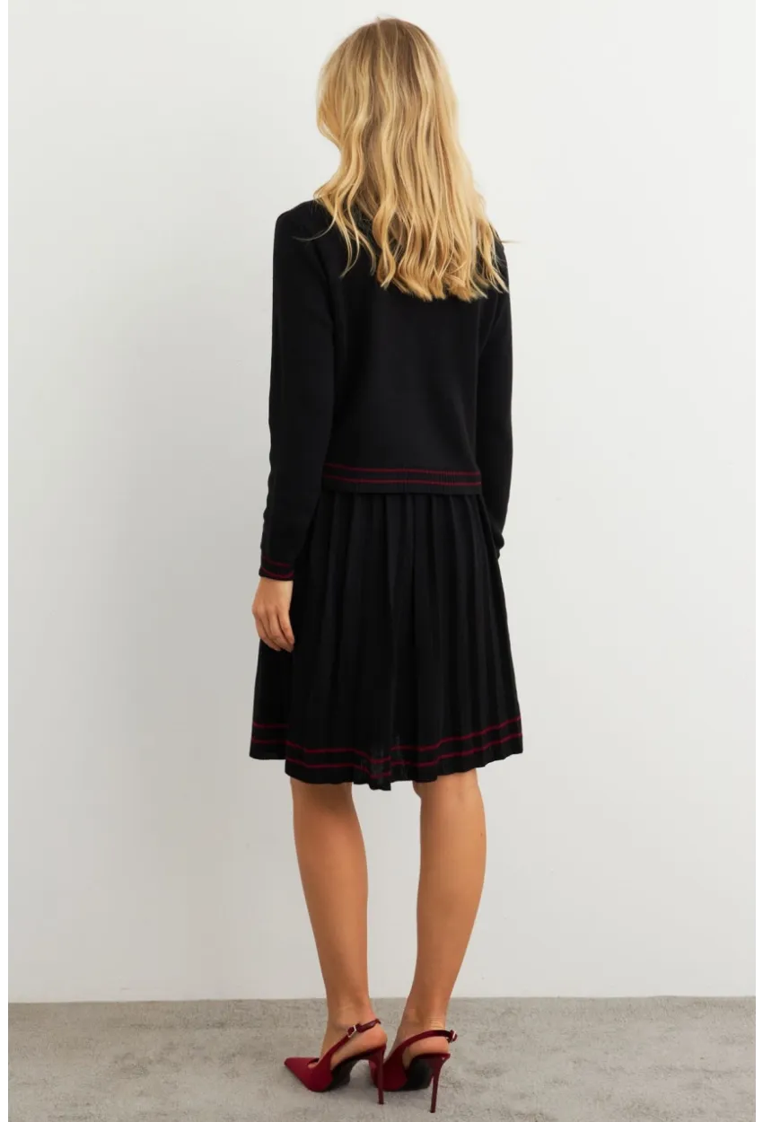 Kadın Siyah-Bordo Triko Ceket Takım SF2557