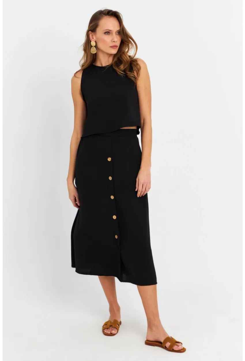 Kadın Siyah Crop Etek Takım MQ0030