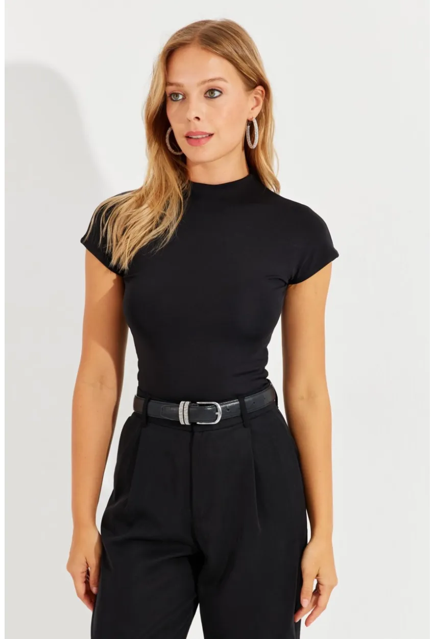 Kadın Siyah Dalgıç Bluz EY2564