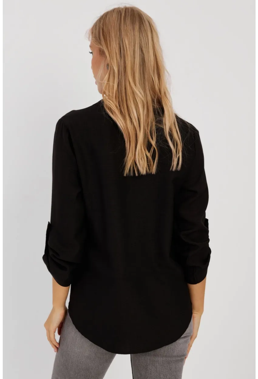 Kadın Siyah Düğmeli Bluz BR1320