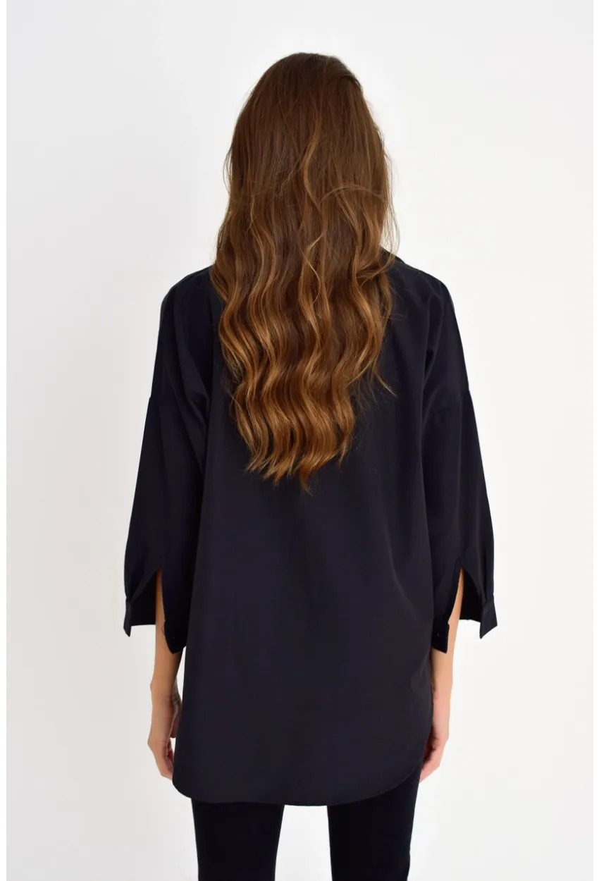 Kadın Siyah Fermuarlı Gömlek DY25580