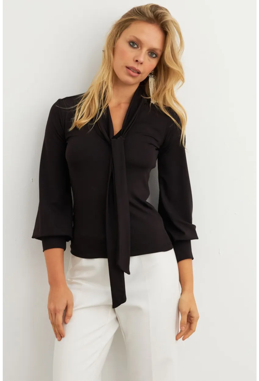 Kadın Siyah Fularlı Bluz MEY3007